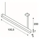 SLV LED Pendel GLENOS, 100cm, UGR, 52W 3000K, matt sort