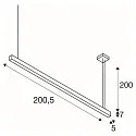 SLV LED Pendel GLENOS, 200cm, UGR, 103W 3000K, matt sort