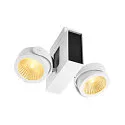 SLV Premium LED Væg- og Loftlampe TEC KALU CL, Double, TRIAC dæmpbar, 31W 1900lm, 24° 3000K, hvid / sort