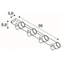 Væg- og Loftlampe PURI CW, Quad, 4x GU10 QPAR51, med dekorative ringe, sort
