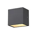 SLV LED Udendørs Væglampe SITRA CUBE WL, UP/DOWN, IP44 IK05, 10W 3000K 2x560lm 105°, antracit