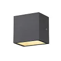SLV LED Udendørs Væglampe SITRA CUBE WL, UP/DOWN, IP44 IK05, 10W 3000K 2x560lm 105°, antracit
