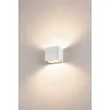 SLV LED Outdoor Wall luminaire SITRA CUBE WL, UP/DOWN, IP44 IK05, 10W 3000K 2x560lm 105°, white