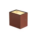 SLV LED Udendørs Væglampe SITRA CUBE WL, UP/DOWN, IP44 IK05, 10W 3000K 2x560lm 105°, rust-farvet
