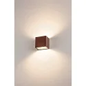 SLV LED Udendørs Væglampe SITRA CUBE WL, UP/DOWN, IP44 IK05, 10W 3000K 2x560lm 105°, rust-farvet