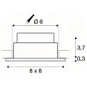 SLV LED Outdoor Recessed Downlight PATTA-I square, IP65 IK02, 7.3W 1800-3000K 440lm, dim to warm, brushed alu