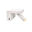 Premium LED Væglampe KARPO BEDSIDE, 6.6W 3000K 390lm 36°, dæmpbar, med 2 USB-porte, hvid