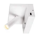 SLV Premium LED Væglampe KARPO BEDSIDE, 6.6W 3000K 390lm 36°, dæmpbar, med 2 USB-porte, hvid