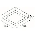 SLV LED Wall / Ceiling luminaire SENSER 18 CW, square, 880lm, IP20, white, 12W, 3000K