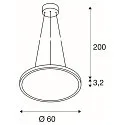 SLV LED Pendel PANEL 60 DALI LED, rund, 42W, 110°, 4000K, 3350lm, grå