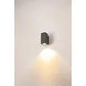 SLV Premium-LED Udendørs Væglampe ENOLA SQUARE SINGLE CCT, IP65 IK02, S version, 6W 3000/4000K 390/450lm 30°, CRi>90, antracit