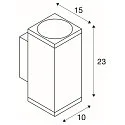 SLV Premium-LED Outdoor Wall luminaire ENOLA SQUARE UP/DOWN CCT, IP65 IK02, M-size, 19W 3000 / 4000K 1480 / 1680lm 38°, CRi>90