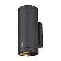SLV Premium-LED Udendørs Væglampe ENOLA ROUND UP/DOWN CCT, IP65 IK02, M version, 19W 3000/4000K 740/840lm 38°, CRi>90, antracit