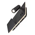 SLV LED Wall luminaire SOMNILA SPOT Indoor, 13W, 3000K, Spot 65lm,  incl. USB port, Spot left, black, back light 370lm