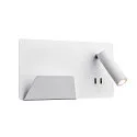 LED Wall luminaire SOMNILA SPOT Indoor, 13W, 3000K, Spot 65lm,  incl. USB port, Spot left, white, back light 646lm