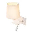 SLV LED Wall luminaire SOMNILA FLEX Indoor, E27, mit LED Spot 65lm, 3000K, white, incl. USB port, Spot left