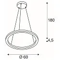 SLV LED Pendel ONE 60 PD PHASE UP/DOWN, CCT switch, 2700/3000K, 410/415lm, sort