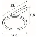 SLV LED 1-faset spot PANEL TRACK, rund, 20cm, 18W, 3000K, sort