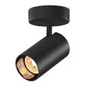 Væg- og Loftlampe ASTO TUBE CW SINGLE 1-flamme, rund, kardanisk drejning GU10 IP20, sort dæmpbar