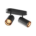 Væg- og Loftlampe ASTO TUBE CW DOUBLE 2-flammer, lang, kardanisk drejning GU10 IP20, sort dæmpbar
