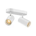 wall and ceiling luminaire ASTO TUBE CW DOUBLE 2 flames, long, cardanic swivelling GU10 IP20, white dimmable