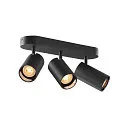 SLV Væg- og Loftlampe ASTO TUBE CW TRIPLE 3-flammer, lang, kardanisk drejning GU10 IP20, sort dæmpbar