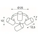 SLV wall and ceiling luminaire ASTO TUBE CW QUADRUPLE 4 flames, round, cardanic swivelling GU10 IP20, white dimmable