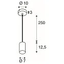 SLV Pendel ASTO TUBE 1-flamme, rund, stiv GU10 IP20, sort dæmpbar