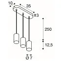 Pendel ASTO TUBE 3-flammer, stiv, lang GU10 IP20, sort dæmpbar