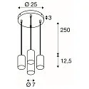 Pendel ASTO TUBE 4-flammer, rund, stiv GU10 IP20, sort dæmpbar