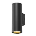 SLV Væglampe ASTO TUBE up / down, 2-flammer, cylindrisk, stiv GU10 IP20, sort dæmpbar