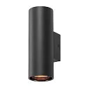 SLV Væglampe ASTO TUBE up / down, 2-flammer, cylindrisk, stiv GU10 IP20, sort dæmpbar