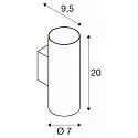 SLV Væglampe ASTO TUBE up / down, 2-flammer, cylindrisk, stiv GU10 IP20, sort dæmpbar