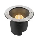 SLV Gulvindbygningslampe DASAR® XL rund, svingbar, DALI styrbar, passabel IP65 / IP67, rustfrit stål dæmpbar