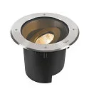 SLV Gulvindbygningslampe DASAR® XL rund, svingbar, DALI styrbar, passabel IP65 / IP67, rustfrit stål dæmpbar