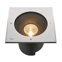 SLV Gulvindbygningslampe DASAR® XL firkantet, svingbar, DALI styrbar, passabel IP65 / IP67, rustfrit stål dæmpbar