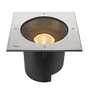 SLV Gulvindbygningslampe DASAR® XL firkantet, svingbar, DALI styrbar, passabel IP65 / IP67, rustfrit stål dæmpbar