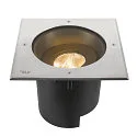 SLV Gulvindbygningslampe DASAR® XL firkantet, svingbar, DALI styrbar, passabel IP65 / IP67, rustfrit stål dæmpbar