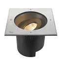 SLV Gulvindbygningslampe DASAR® XL firkantet, svingbar, DALI styrbar, passabel IP65 / IP67, rustfrit stål dæmpbar