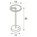 Batteri bordlampe VINOLINA ONE med touch-dæmper, ringform, med opladestation IP54, hvid dæmpbar