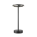 Batteri bordlampe VINOLINA ONE med touch-dæmper, ringform, med opladestation IP54, sort dæmpbar