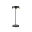battery table lamp VINOLINA 2-CCT 2-fold, cylindrical, CCT Switch, with touch dimmer, with charging station IP54, black dimmable