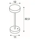battery table lamp VINOLINA 2-CCT 2-fold, cylindrical, CCT Switch, with touch dimmer, with charging station IP54, black dimmable