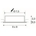 SLV Indbygnings loftlampe NEW TRIA® 75 firkantet GU10 IP20, aluminium