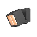 SLV Udendørs wall luminaire S-CUBE firkantet, CCT Switch, vipbar IP65, antracit dæmpbar