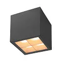 Udendørs loftlampe S-CUBE down, firkantet, stiv, CCT Switch IP65, antracit dæmpbar