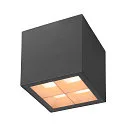 SLV Udendørs loftlampe S-CUBE down, firkantet, stiv, CCT Switch IP65, antracit dæmpbar