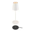 SLV Batteri bordlampe VINOLINA TWO 3-CCT 3-fold, CCT Switch, med touch-dæmper, konisk, med opladestation IP65, hvid dæmpbar