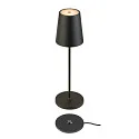 SLV Batteri bordlampe VINOLINA TWO 3-CCT 3-fold, CCT Switch, med touch-dæmper, konisk, med opladestation IP65, sort dæmpbar