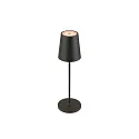 SLV Batteri bordlampe VINOLINA TWO 3-CCT 3-fold, CCT Switch, med touch-dæmper, konisk, med opladestation IP65, sort dæmpbar